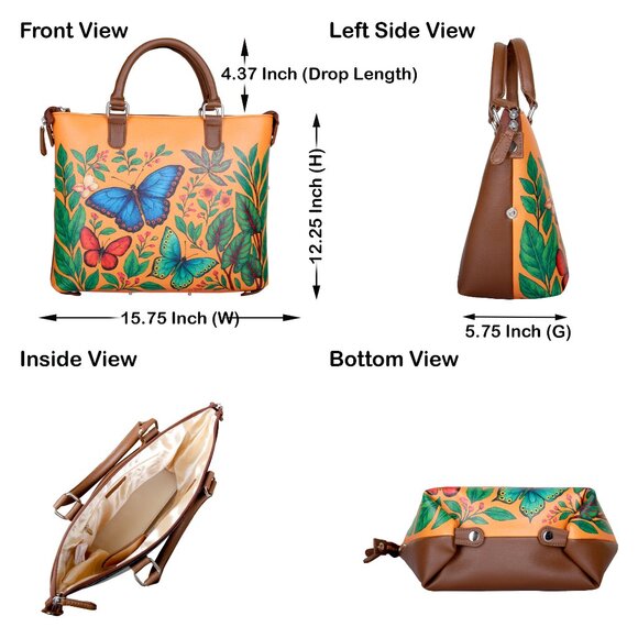 Printed Leather 3-in-1 Convertible Top Handle Crossbody Bag for Women- Daily Use - Picture 4 of 16